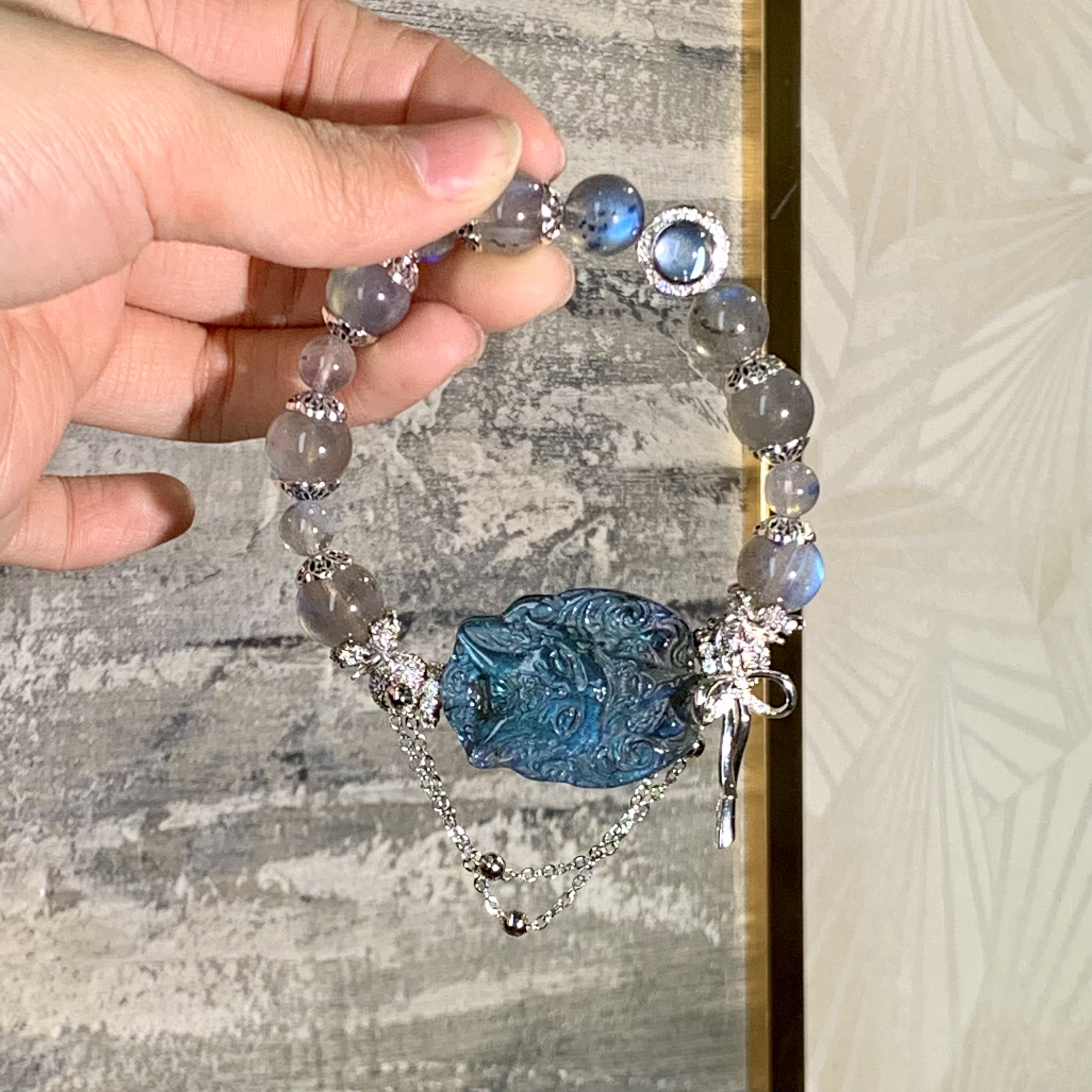 【暗夜星狐】月光拉长石灰月光设计款手串多样发其一