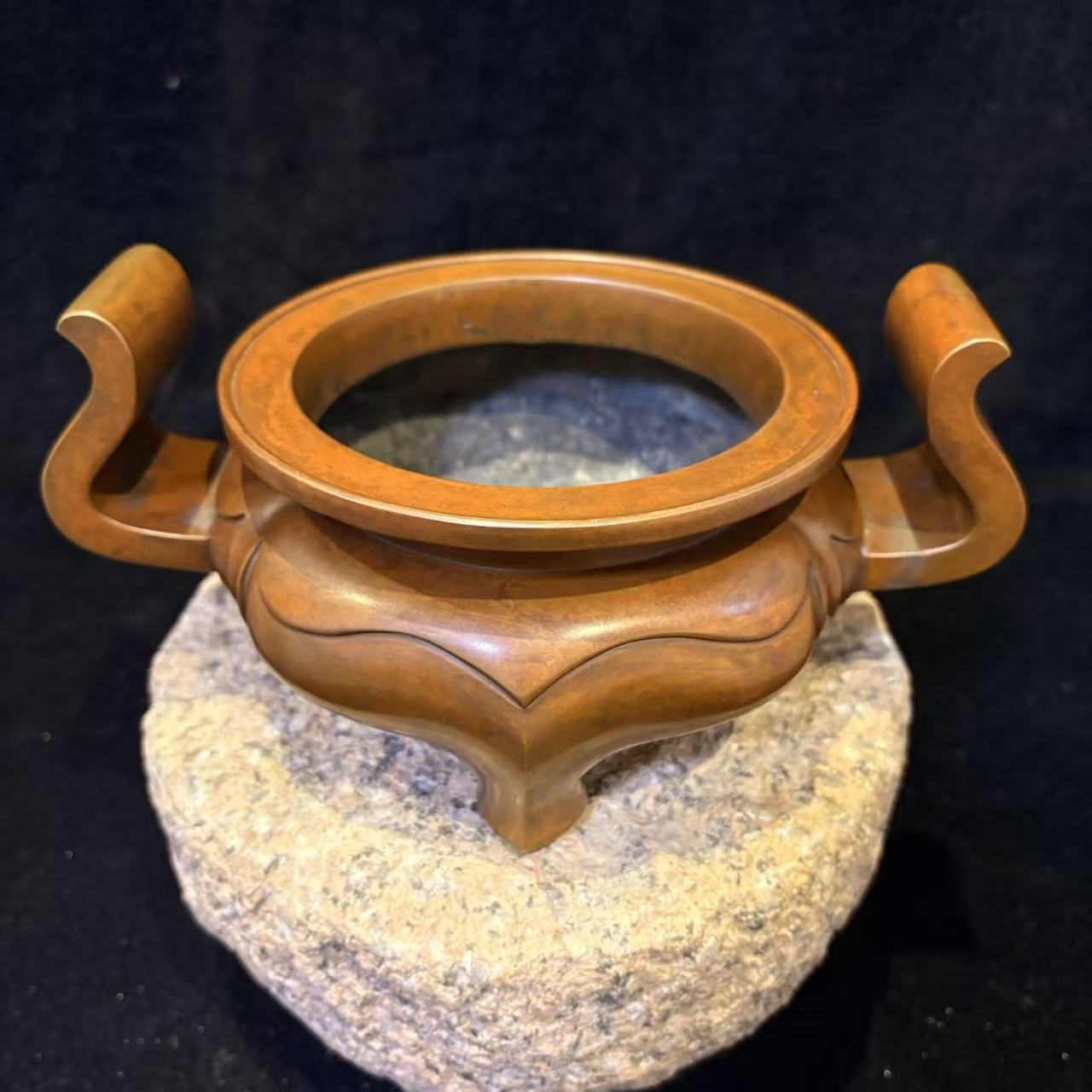 海棠朝冠耳香炉传统仿古手工工艺重量铸造