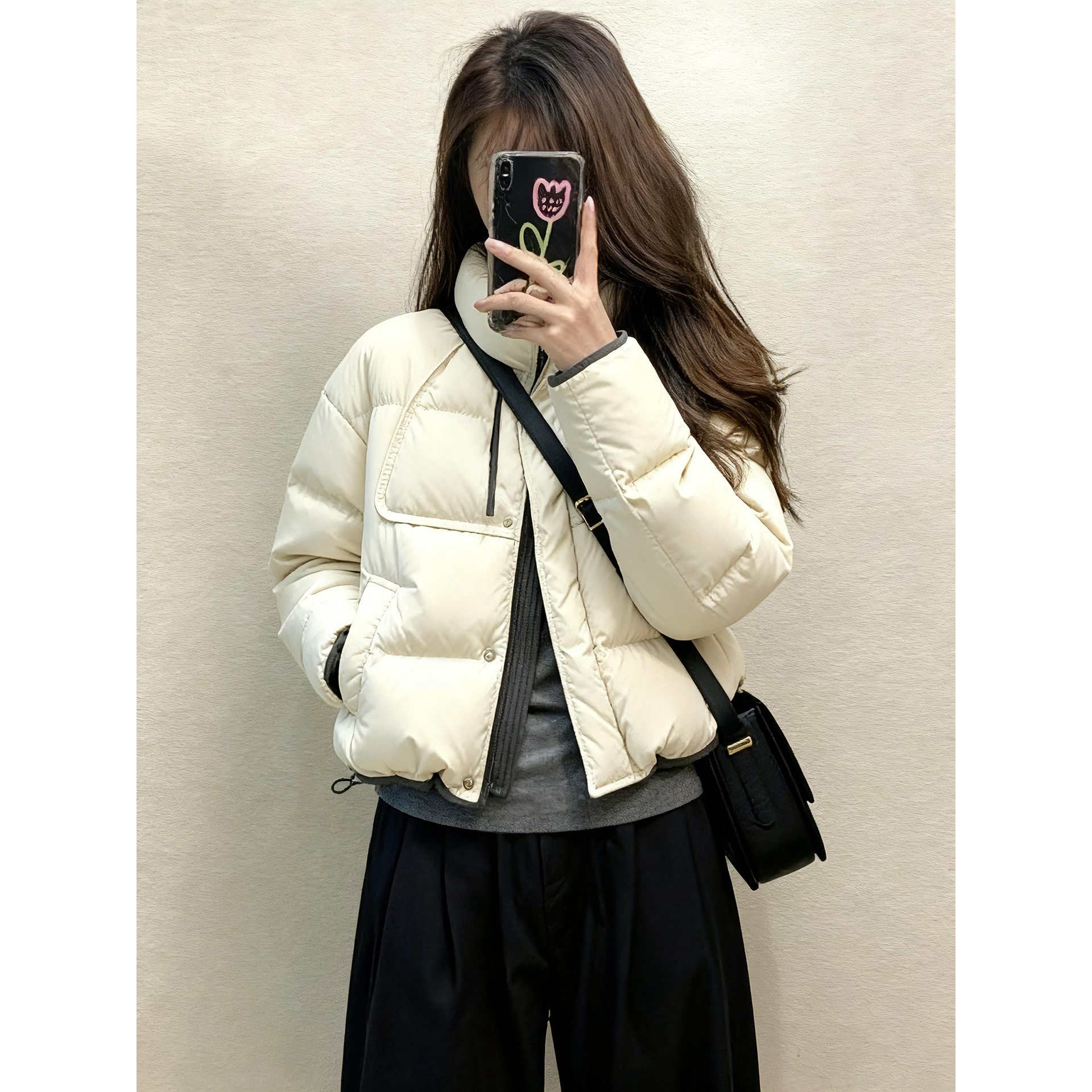 2025新款羽绒服巨好看的韩系加厚短款白色夹棉保暖外套女冬季棉袄