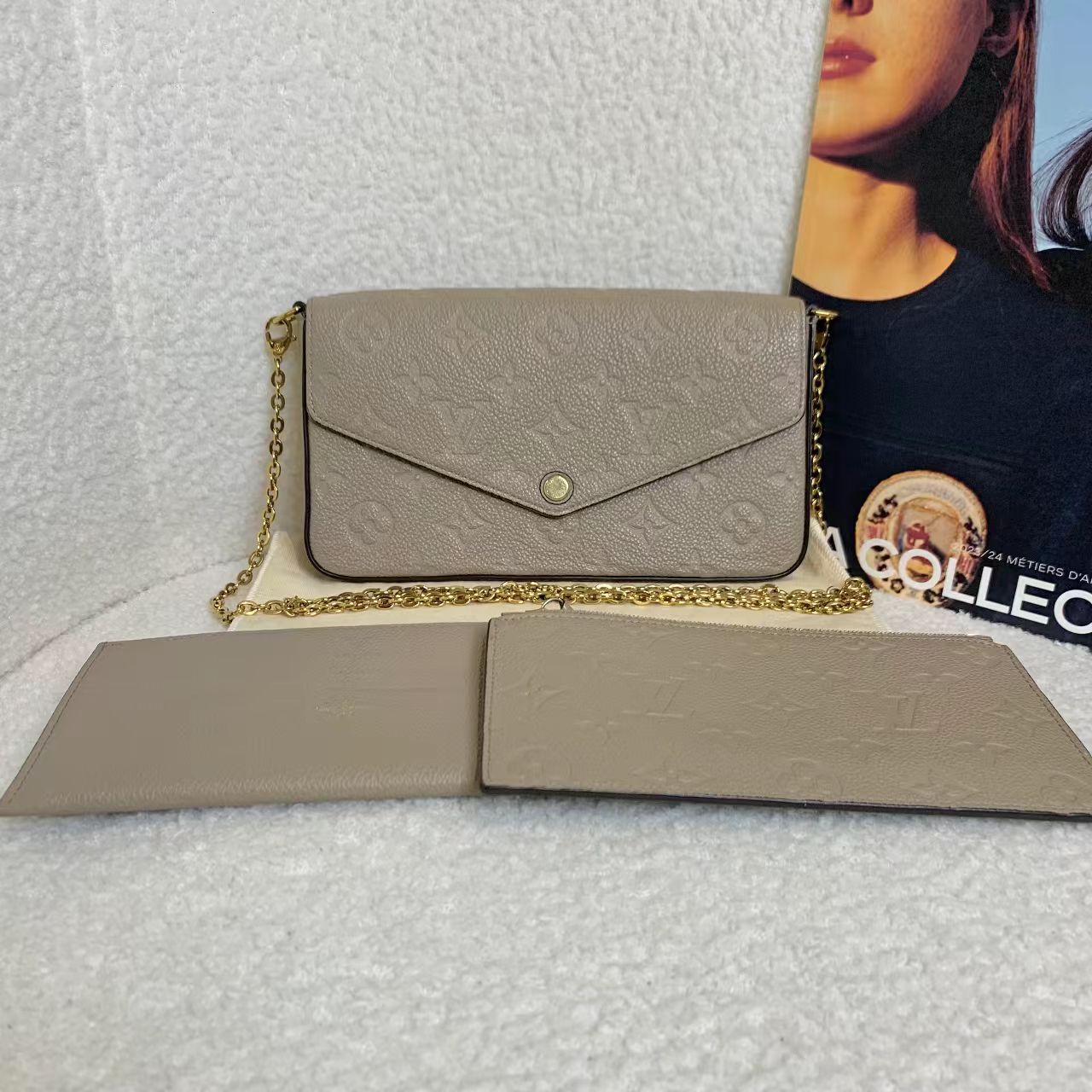 99新 LouisVuitton/路易威登 壹臻/大象灰压纹三合一/22080994
