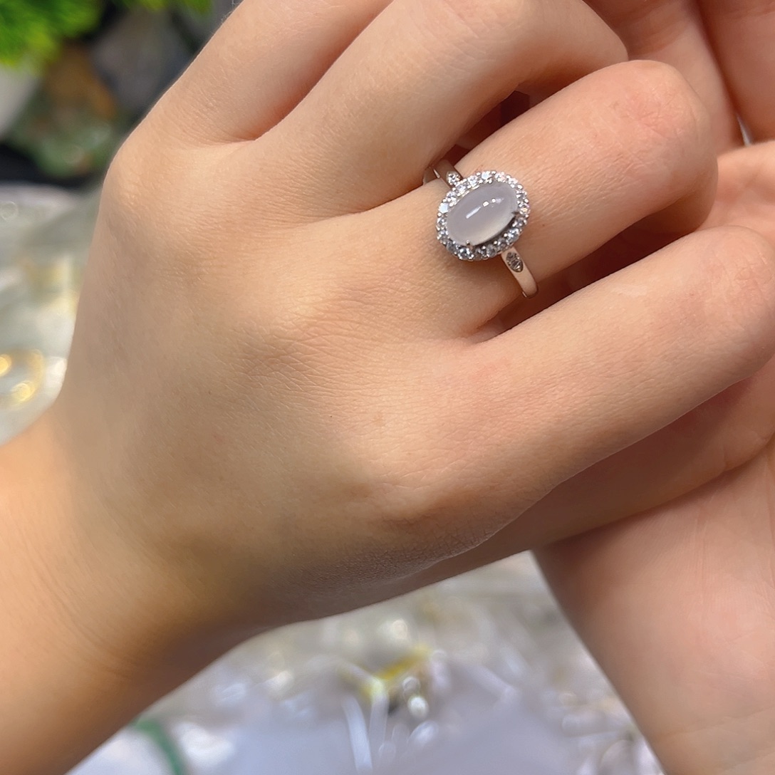 翡翠戒指银S925镶嵌我