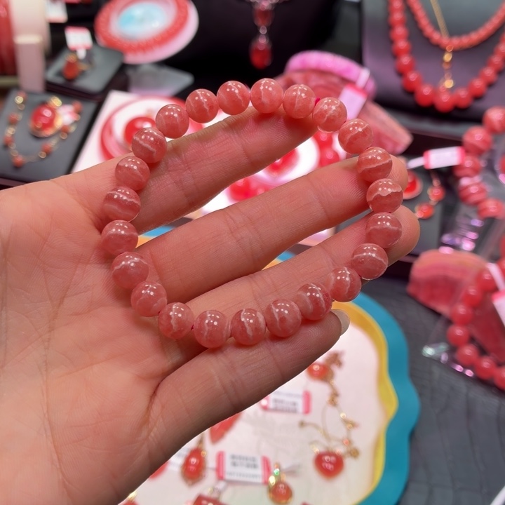 菱锰矿（红纹石）未镶嵌手绳