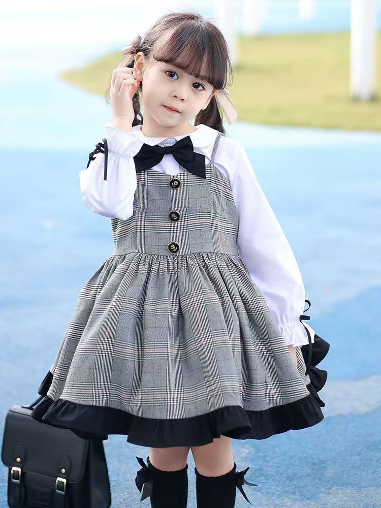 【吊带格子】儿童吊带连衣裙女童春秋女童洛丽塔公主裙