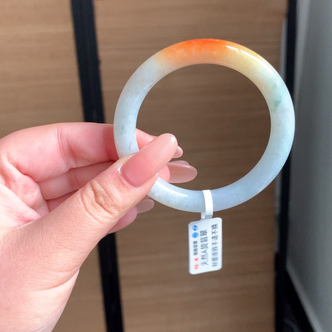 翡翠手镯未镶嵌5 54特色红翡圆条