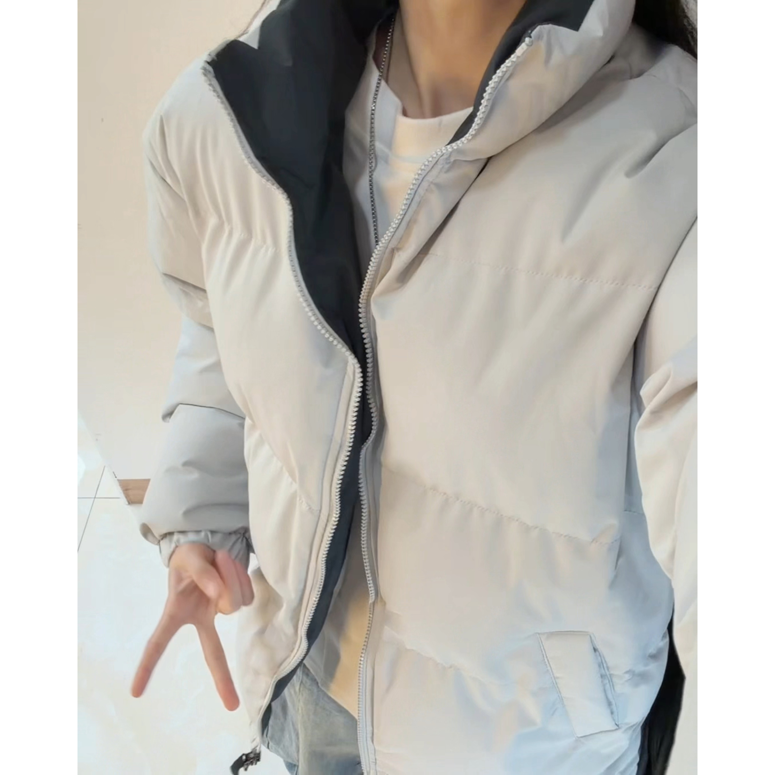 美式拼接撞色棉服男款冬季加厚保暖棉衣外套短款情侣面包服