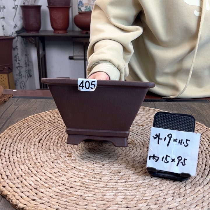 紫砂花盆紫泥花角斗方405