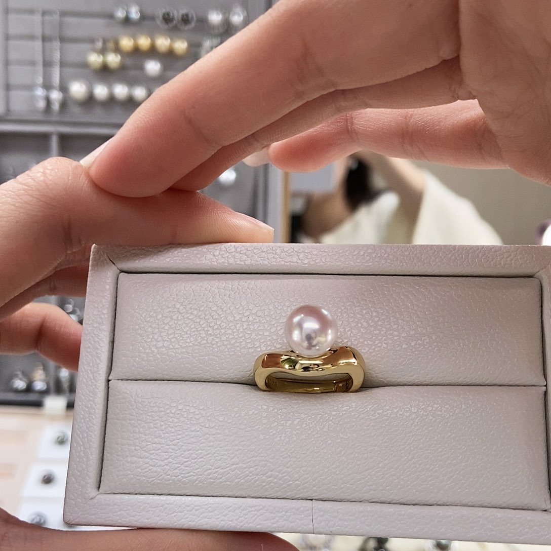 海水珍珠戒指银S925镶嵌澳白粉光