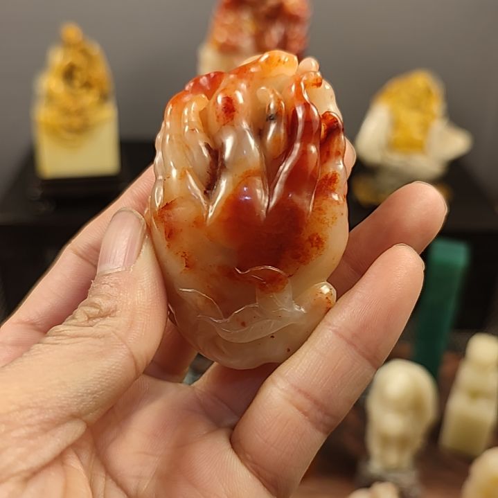寿山石中*仁手把件手把件