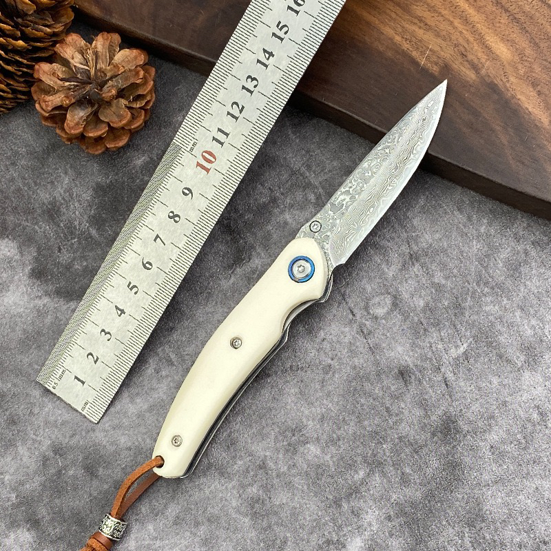 大马士革钢多功能高硬度户外便携折叠水果刀