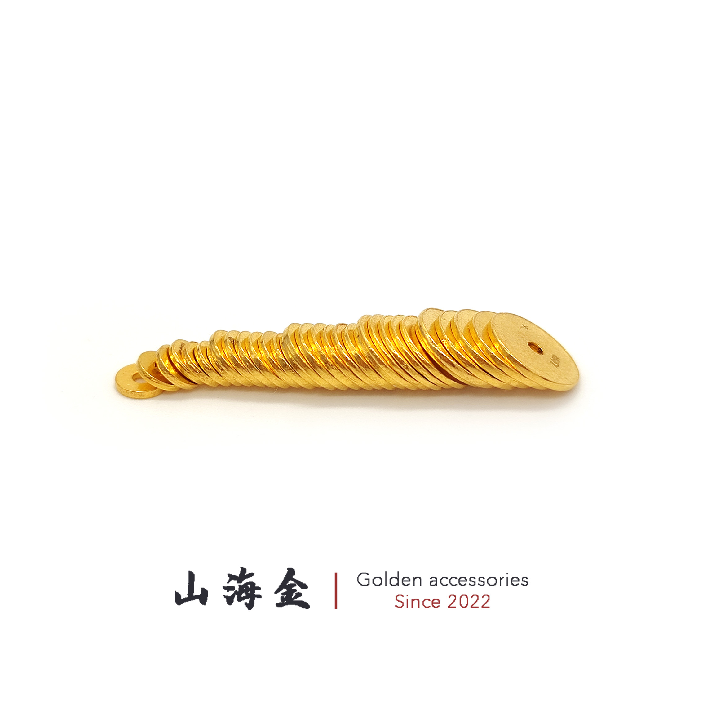 山海金24K纯黄金999足金精工超薄直切隔片垫片文玩配饰多样性发货