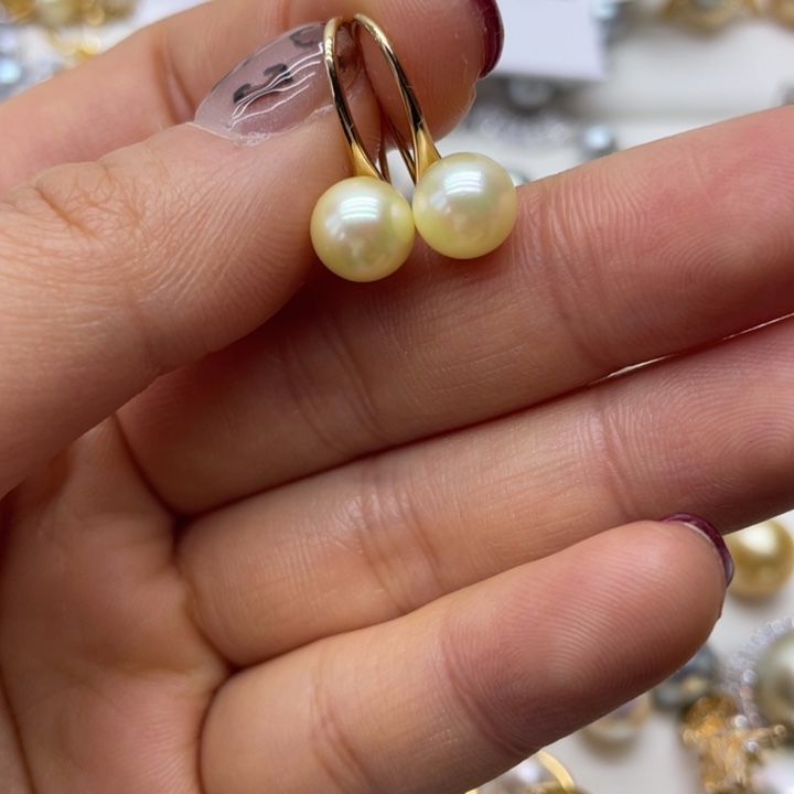 海水珍珠耳饰银S925镶嵌