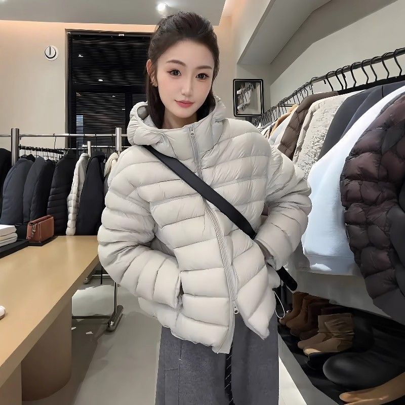 连帽短款排骨泡芙女90白鸭绒羽绒服保暖韩系时尚百搭休闲冬季外套