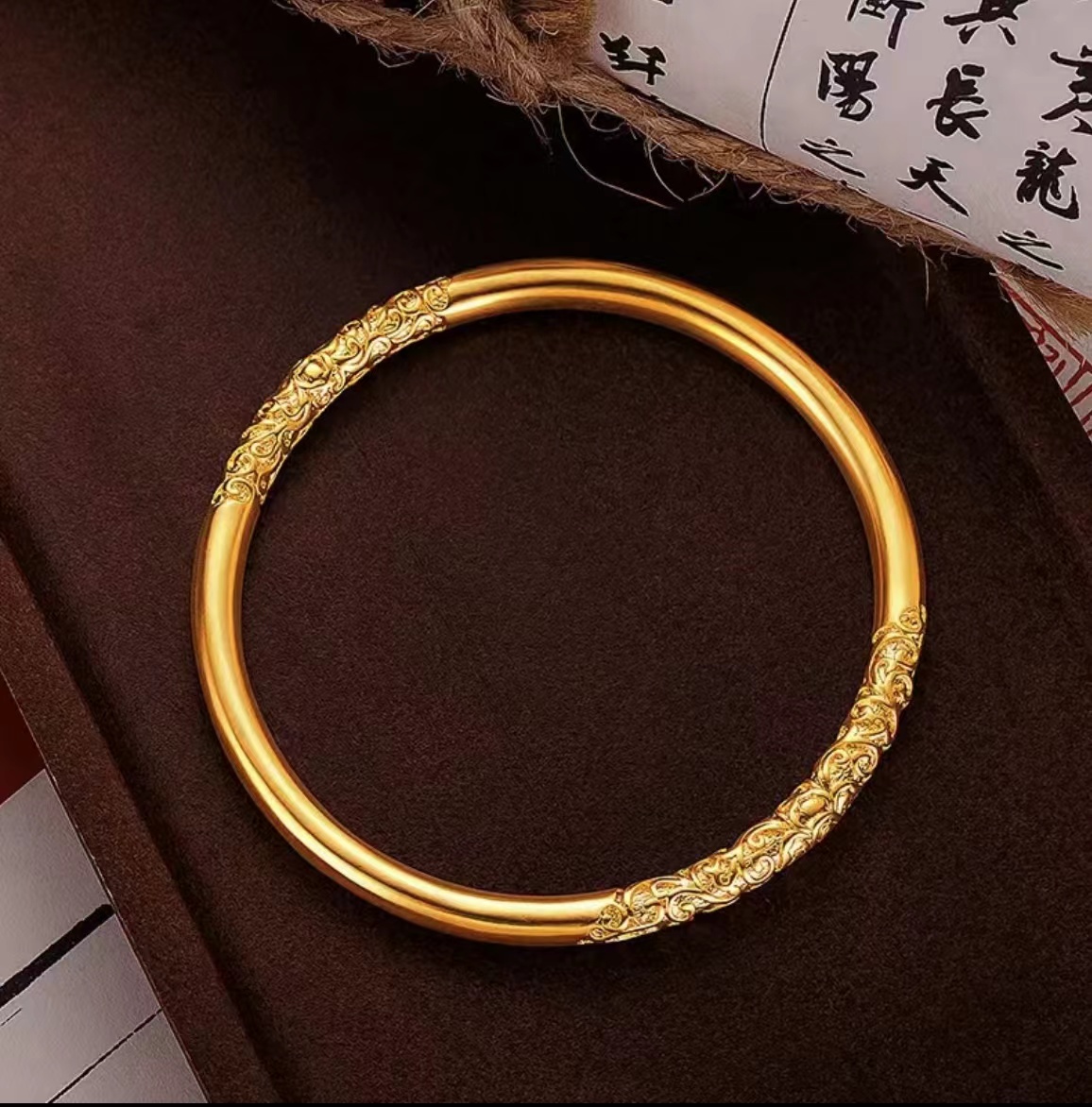 合金手镯 线下同款，古法精工卷草纹手镯