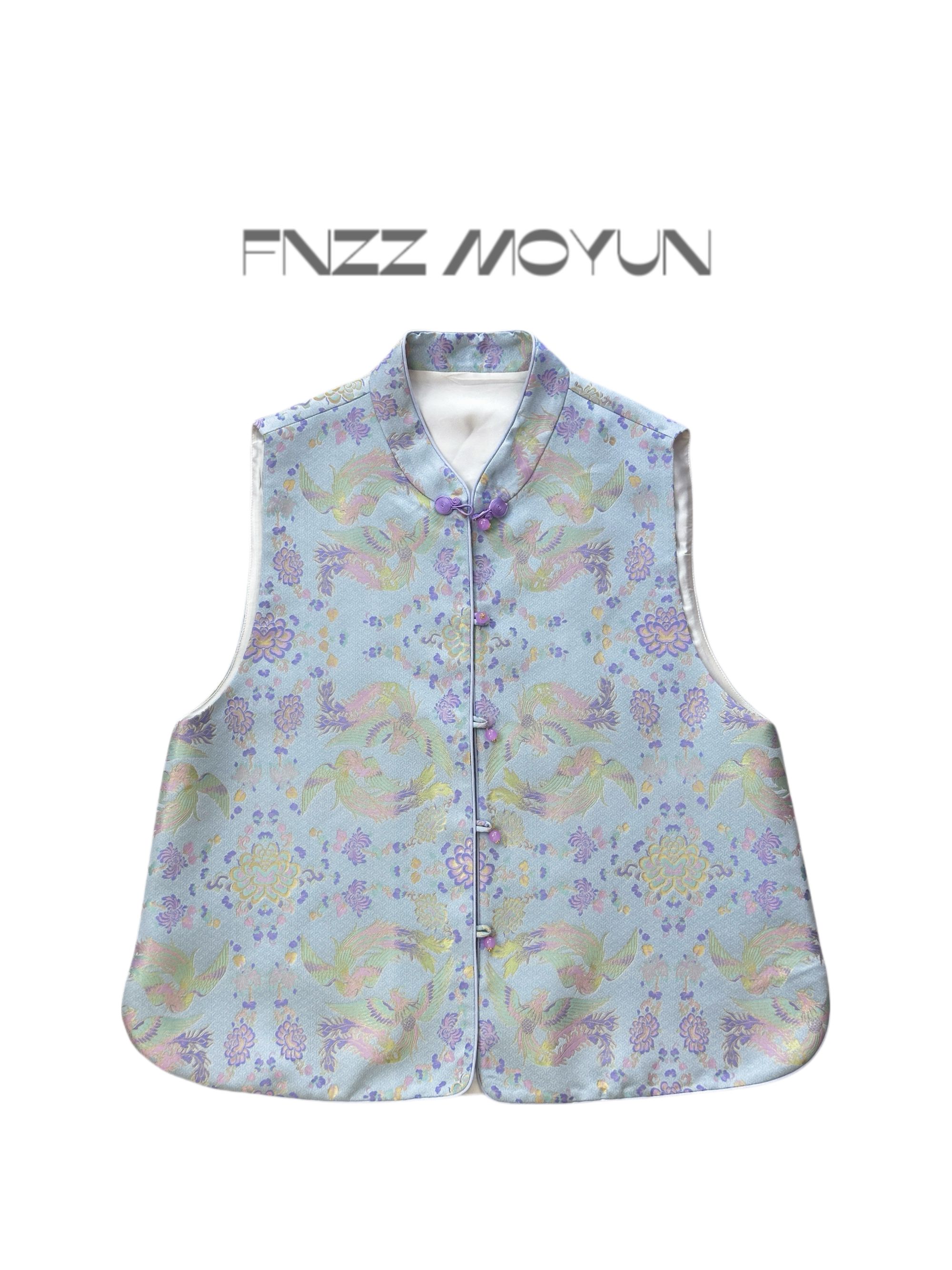 金雀蓝凤凰于飞宋锦马甲里外桑蚕丝新中式国风超好看高级立领