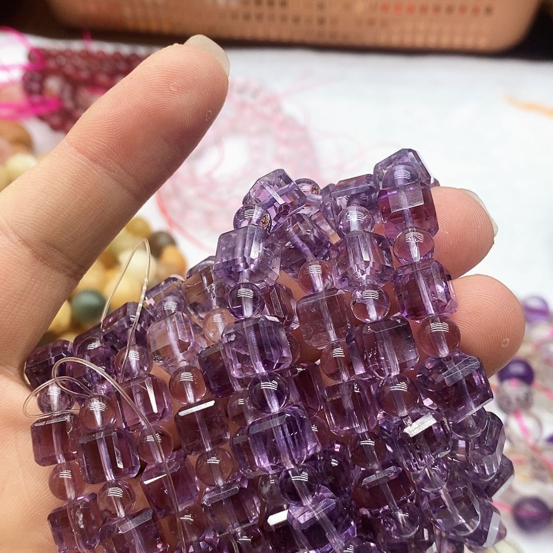 水晶手链未镶嵌紫方糖手串