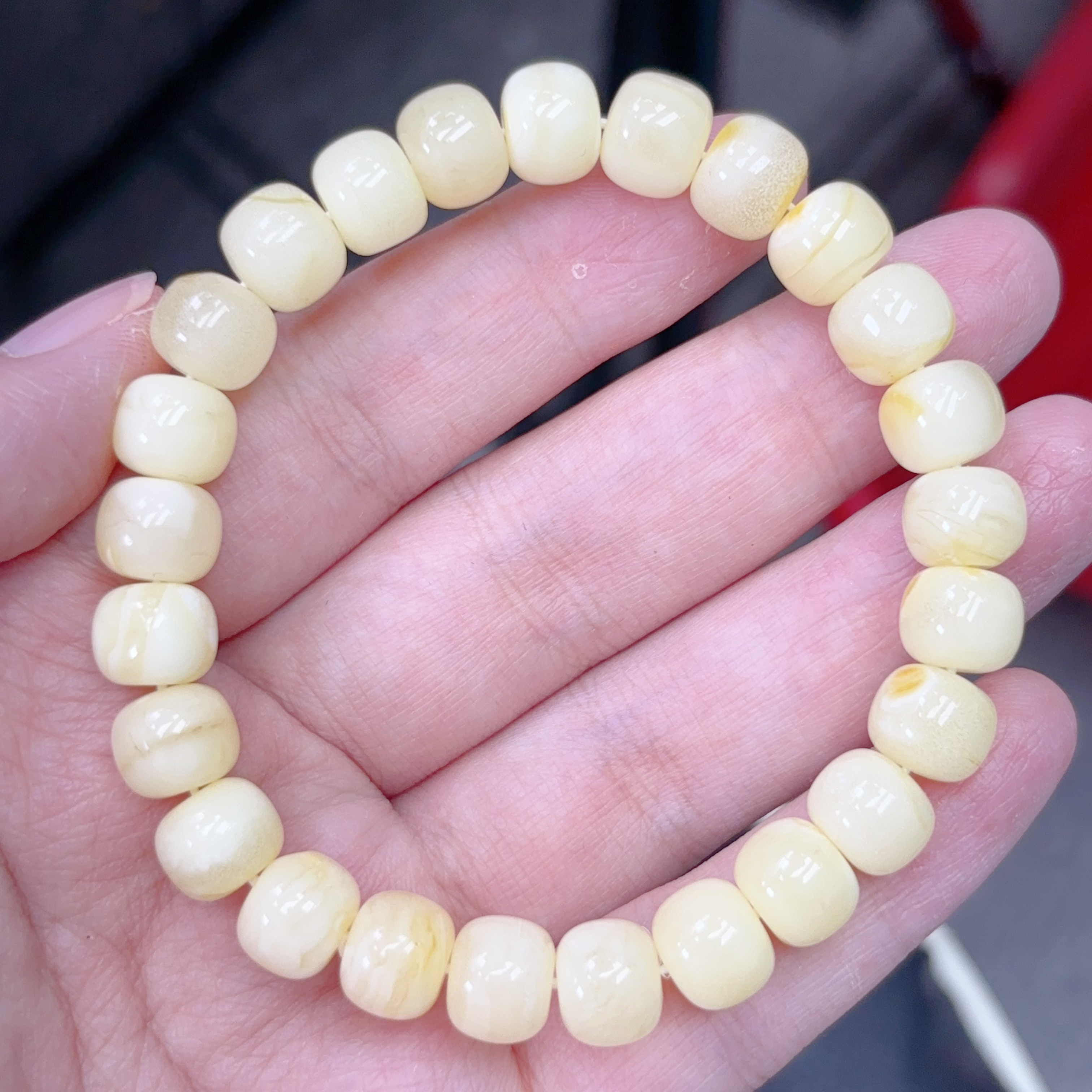 白蜡9mm瑕疵蜜蜡老型手串（500号）