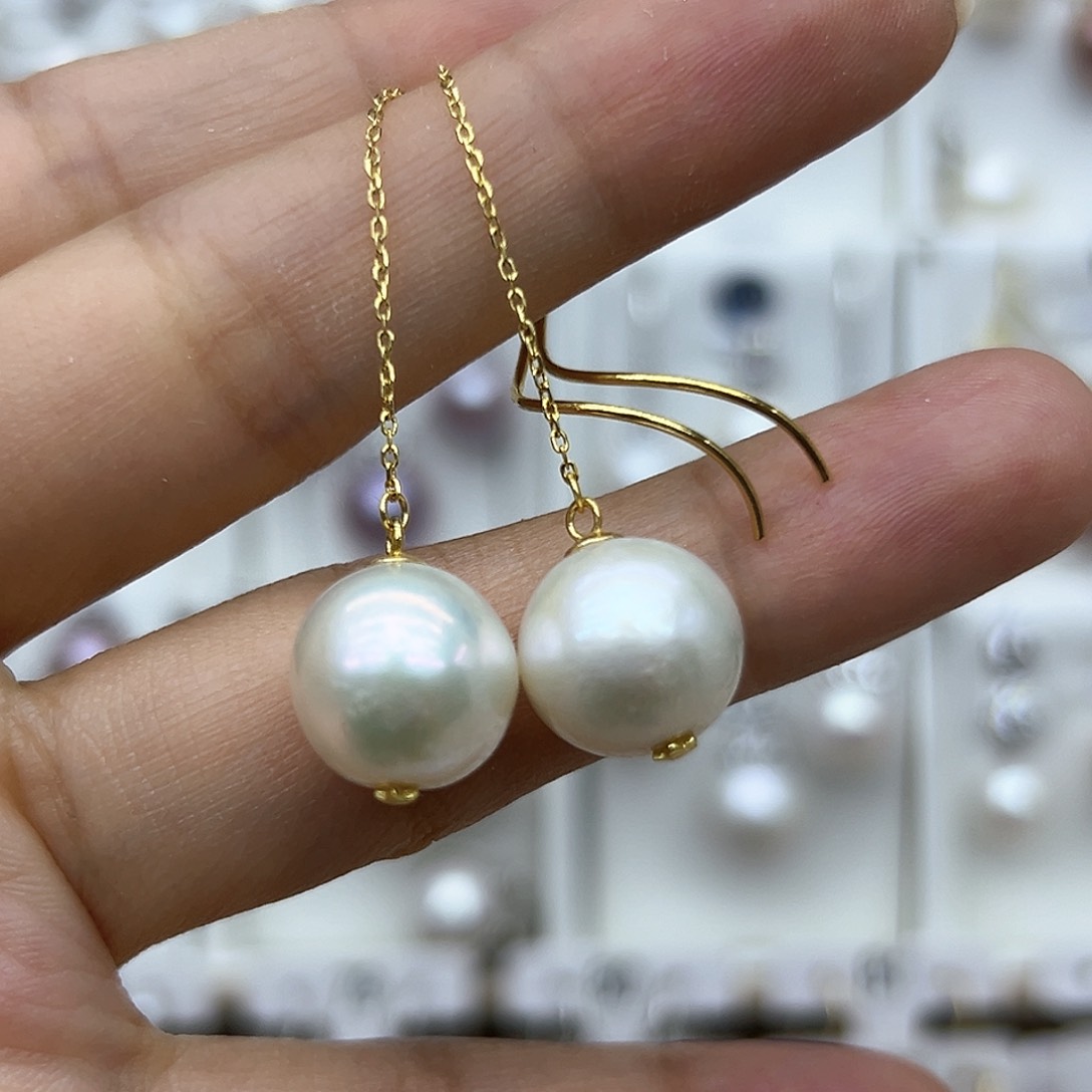 银S925镶嵌淡水珍珠耳饰