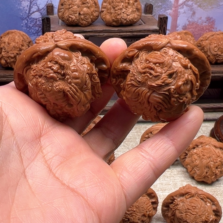 把件核桃白狮子佛道双修