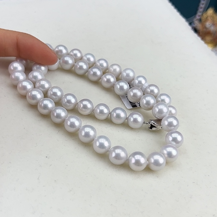 淡水珍珠银S925镶嵌颈饰➕9-9.5高品极光炫彩毕业版
