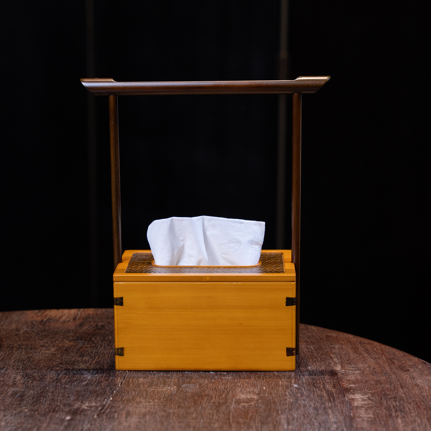 【汀香】竹制提篮手工竹编中式纸巾盒复古家用茶室客厅竹制抽纸盒