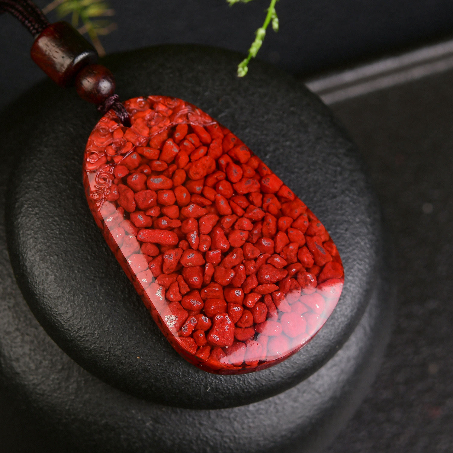 含辰砂工艺品晶体砂大平安无事牌吊坠