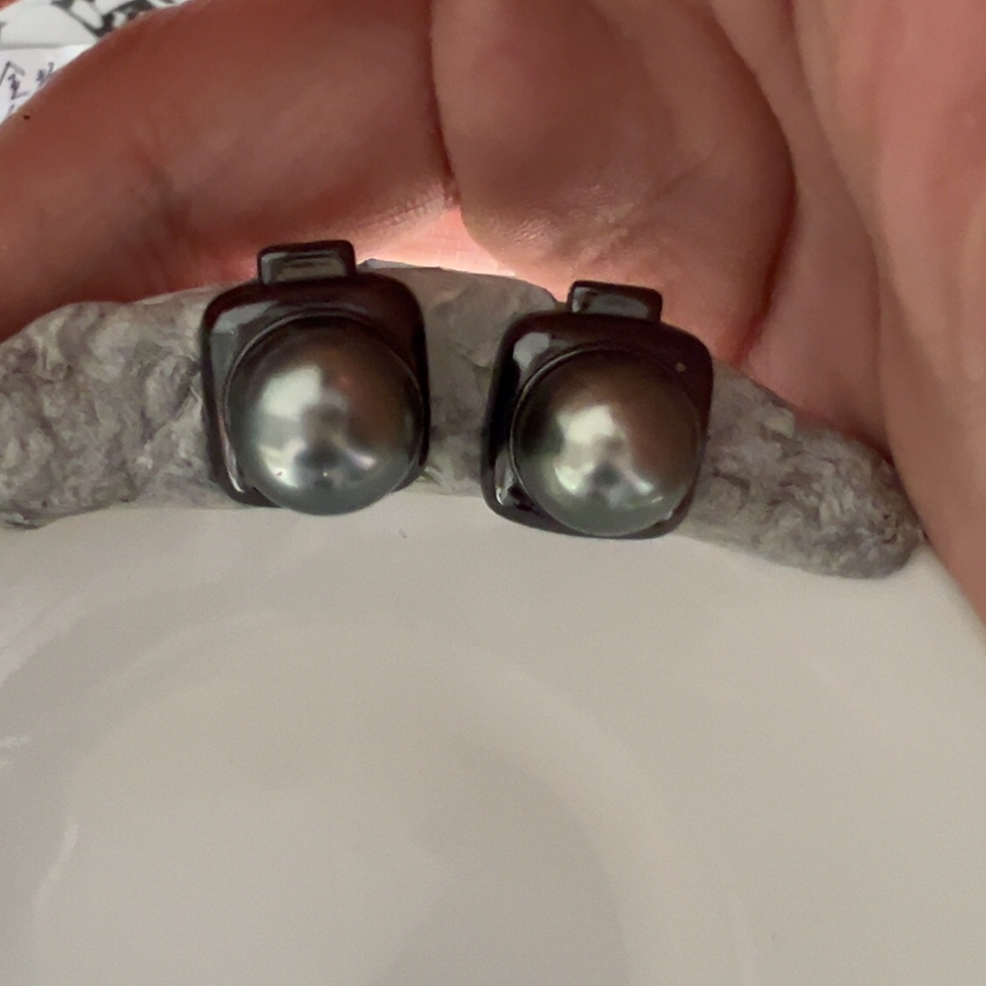 海水珍珠耳饰银S925镶嵌