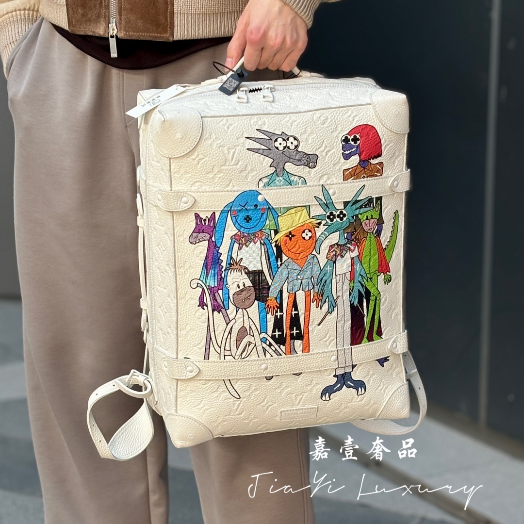 99新 LouisVuitton/路易威登 嘉壹/99新(6530)白色压纹稻草trunk