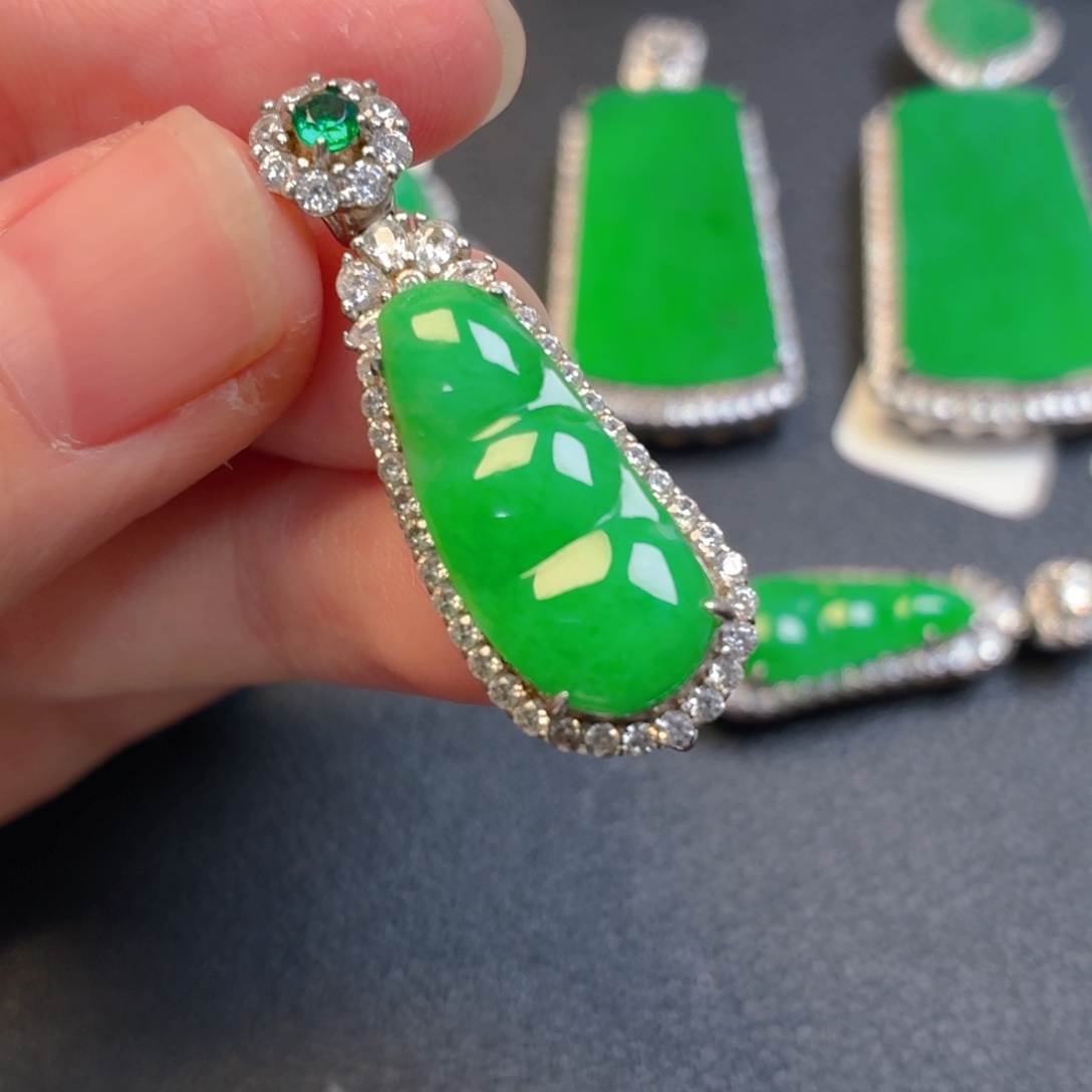 翡翠银S925镶嵌吊坠(不含链)