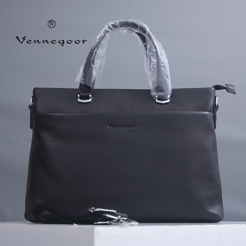 【VENNEGOOR】公文包男士商务高档休闲黑色手拎包高品质纯牛皮