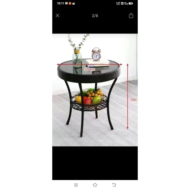 可移动藤茶几无门喷漆田园风圆形