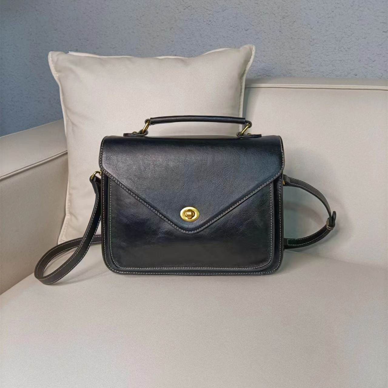 匠人乔皮具【复古信封包】时尚休闲百搭真皮女士手提斜挎包