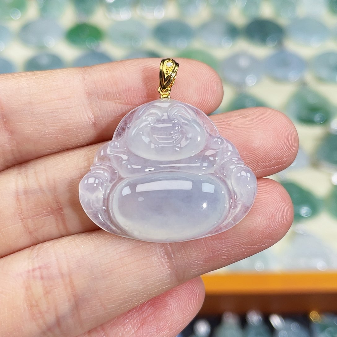 翡翠18K金镶嵌颈饰吊坠