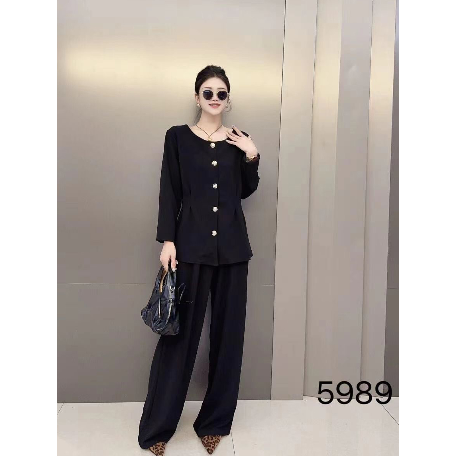 【胡小肥】09秋季长袖显瘦大码时尚两件套装5989气质简约休闲小个子