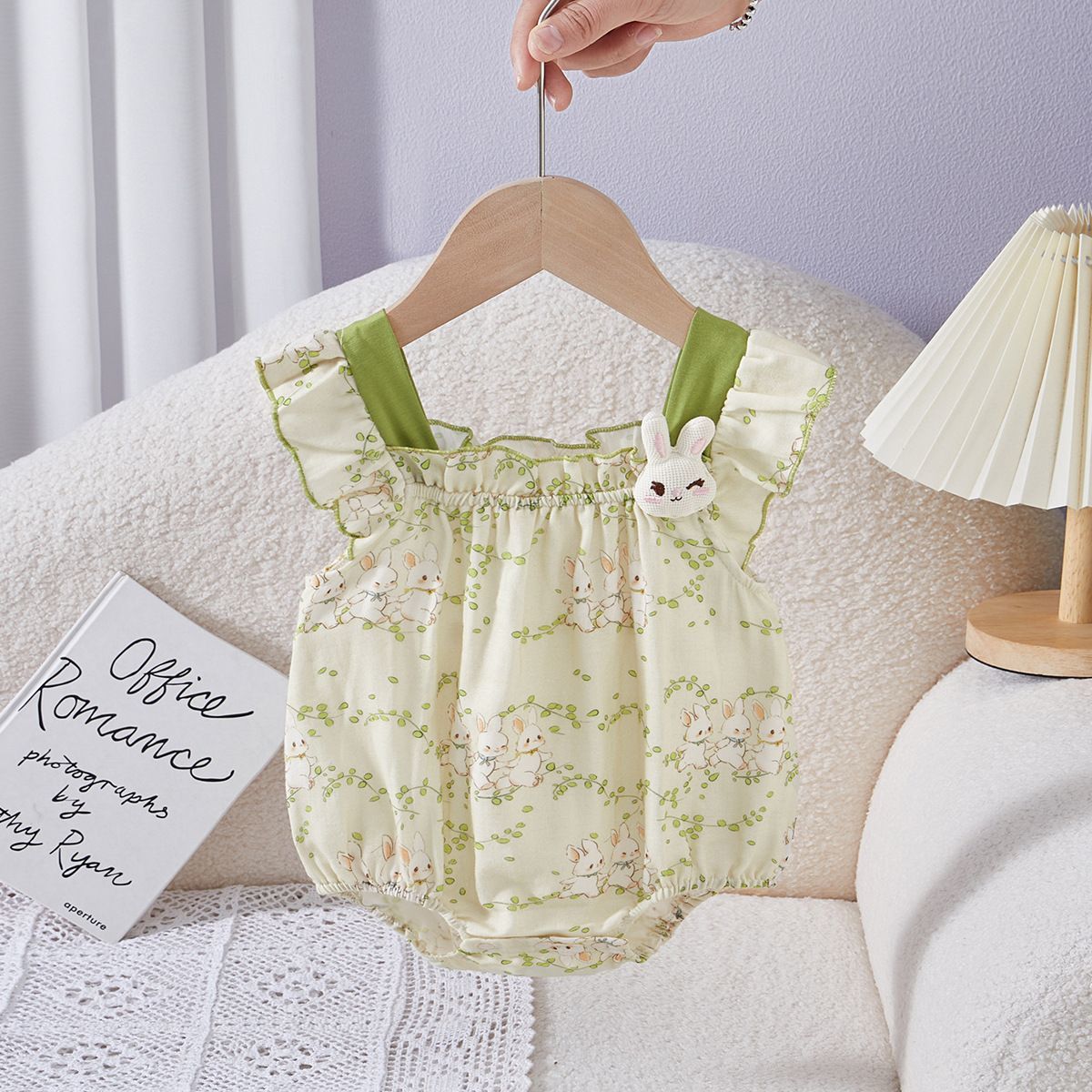 【灿宝家】三只小兔包屁衣婴儿衣服夏季纯棉薄款连体女宝宝碎花公主