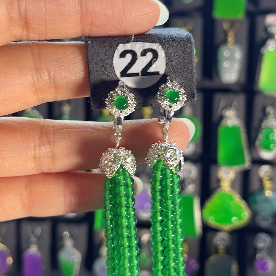 翡翠银S925镶嵌耳饰22