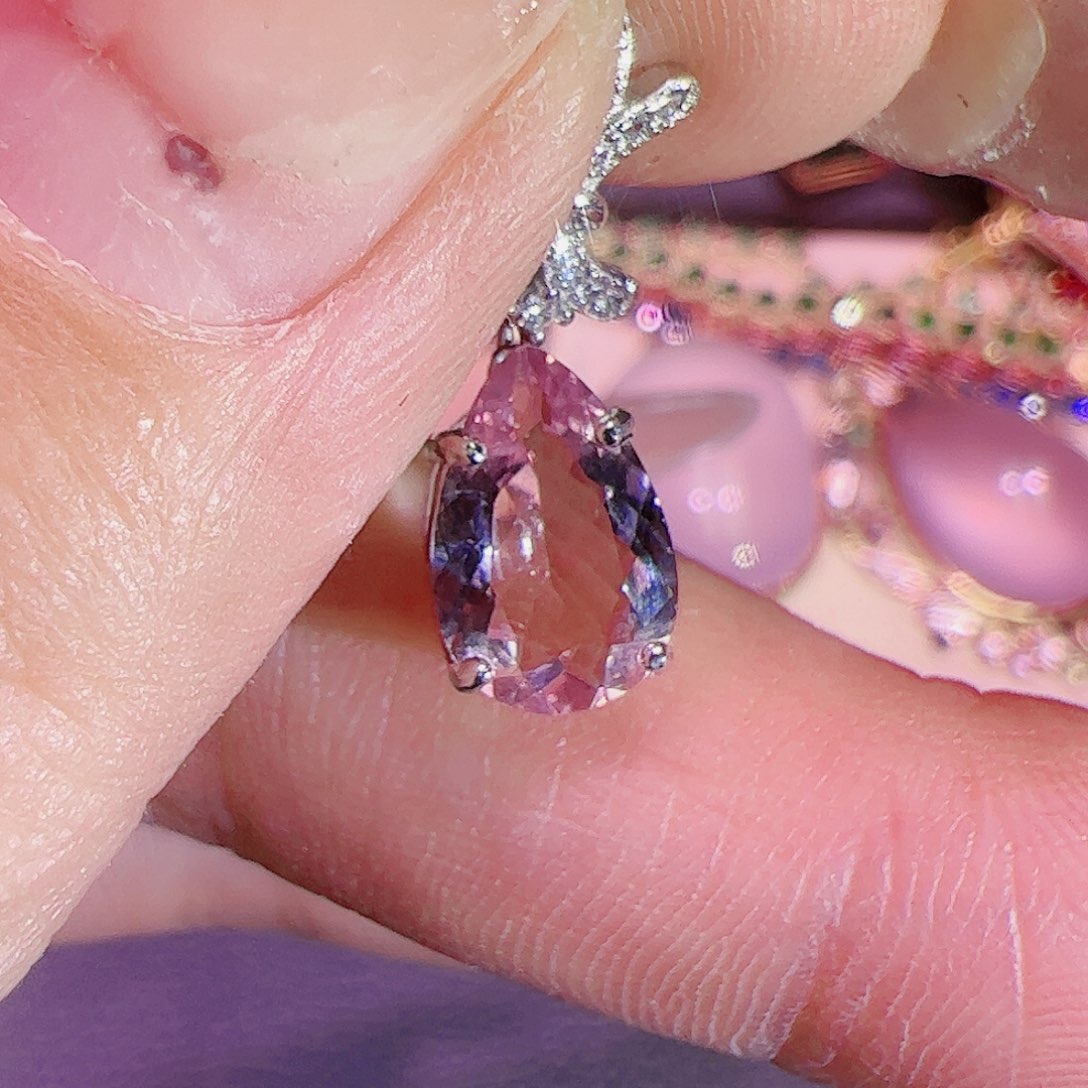 绿柱石（摩根石）吊坠银S925镶嵌