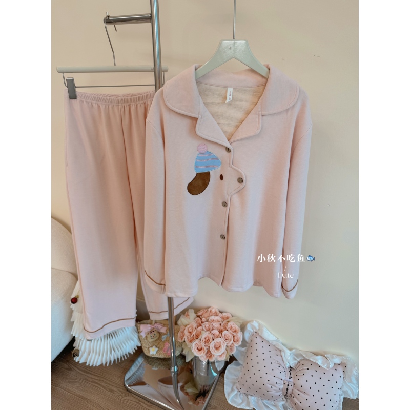 派对小狗少女可爱卡通德绒睡衣女2025冬季新款加厚长袖家居服套装