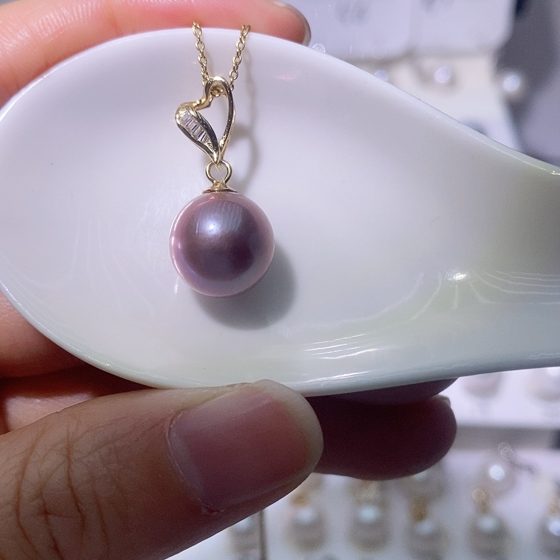 淡水珍珠吊坠(赠链)银S925镶嵌尺寸11/12毫米