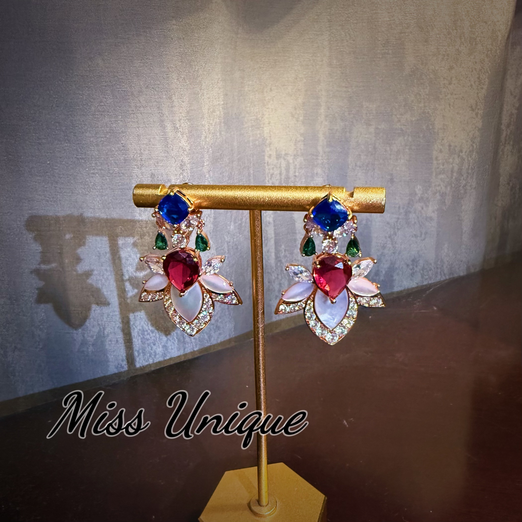 S2443外贸红蓝枫叶贝贝耳环