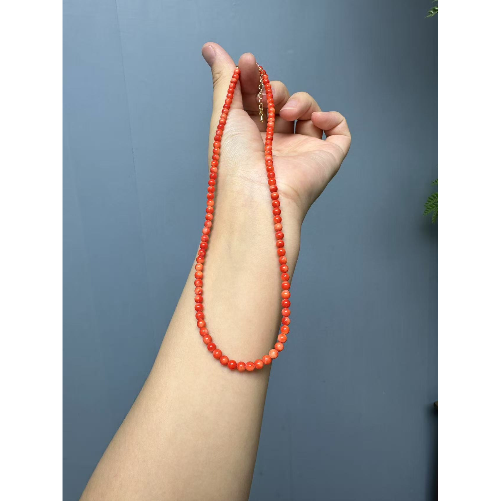 高货红色小米项链4mm