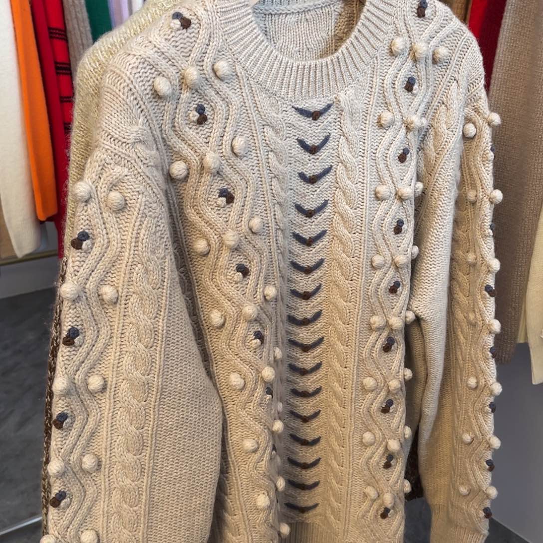 重工 球球 圆领 羊绒衫