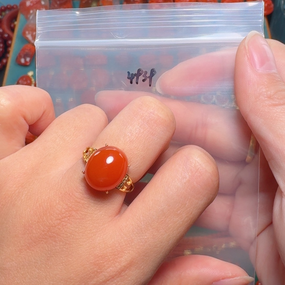 南红玛瑙南红卡14银S925镶嵌