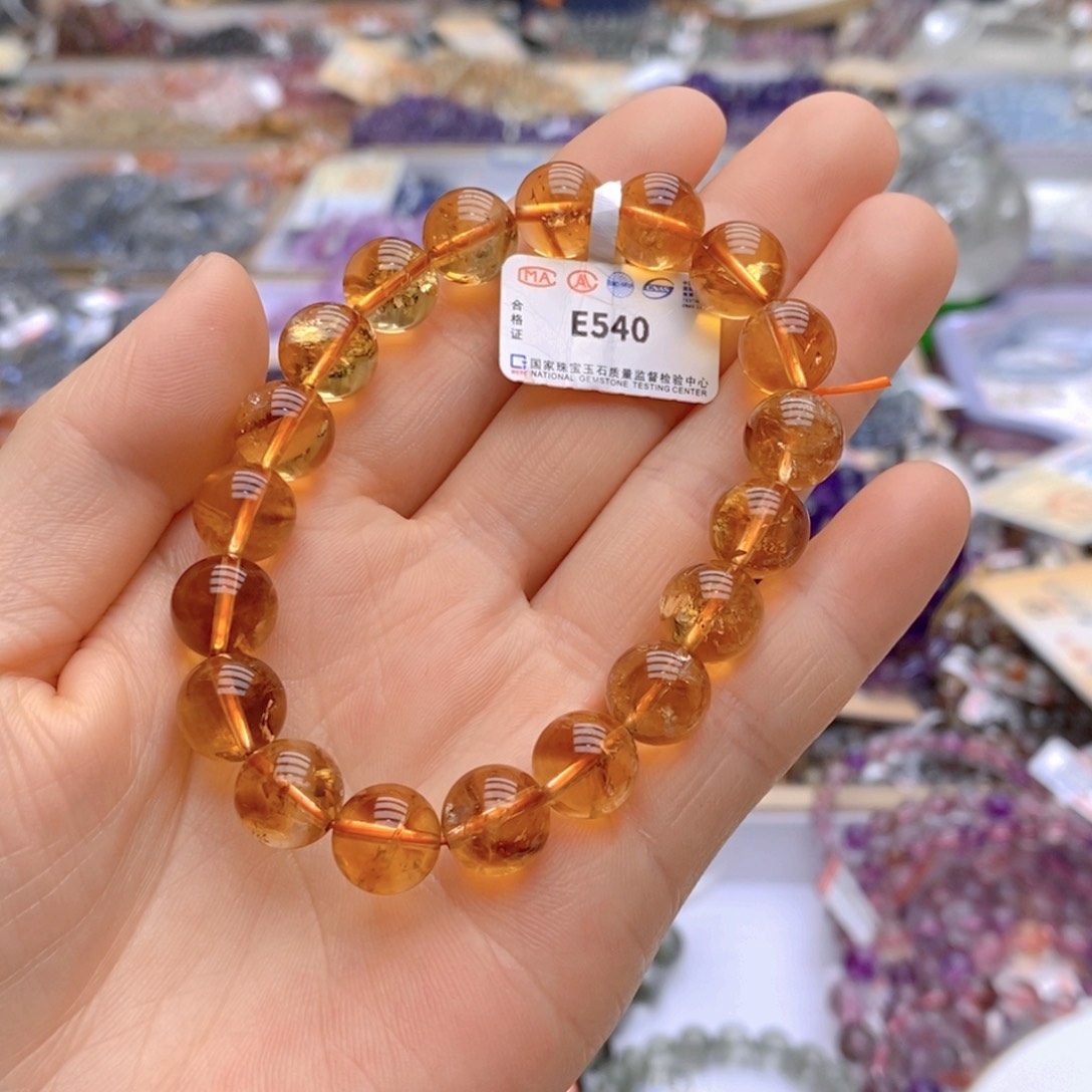 水晶手链未镶嵌天然巴西暴力黄水晶E540