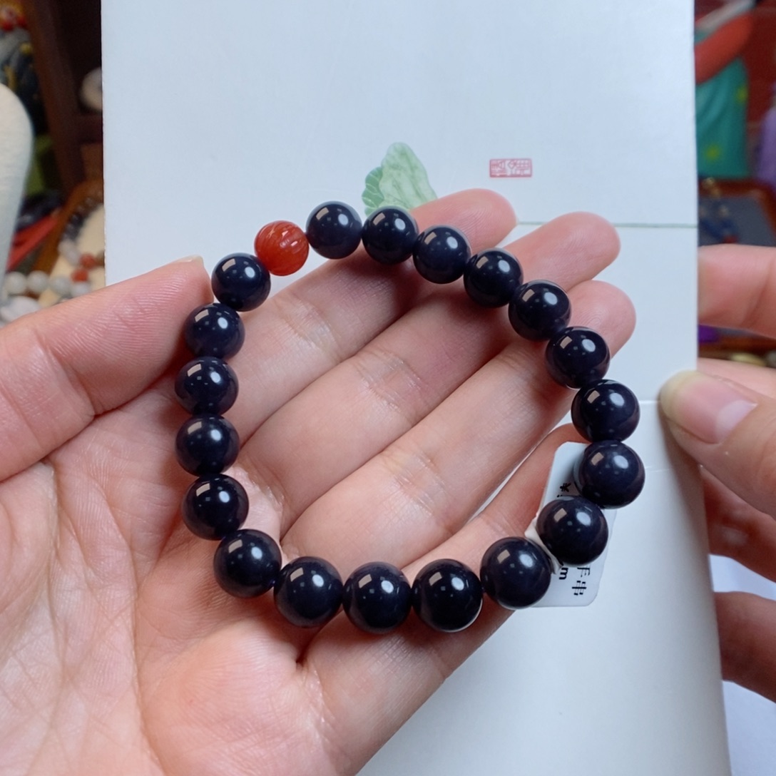 和田玉手链未镶嵌帝王紫