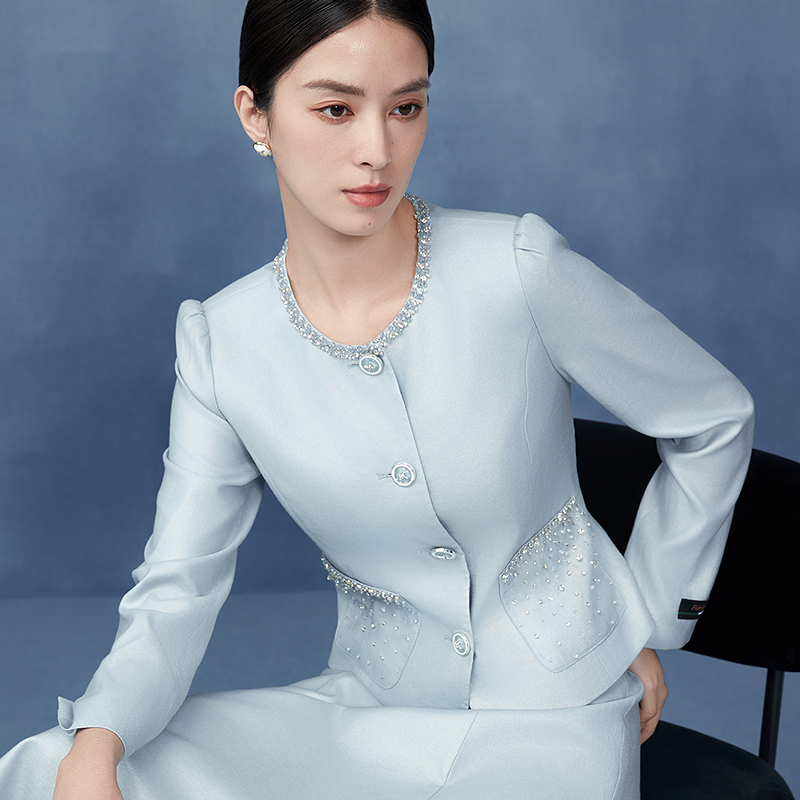 意大利肌理感简约香风短外套2025年春薄垫肩上衣-MJGA03WJK727U21