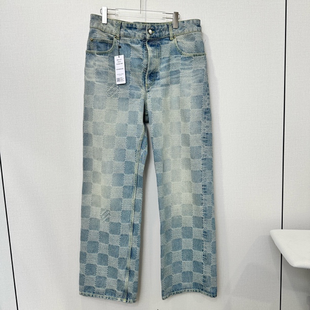 99新 LouisVuitton/路易威登 菲董棋盘格牛仔裤 尺码：36 11528