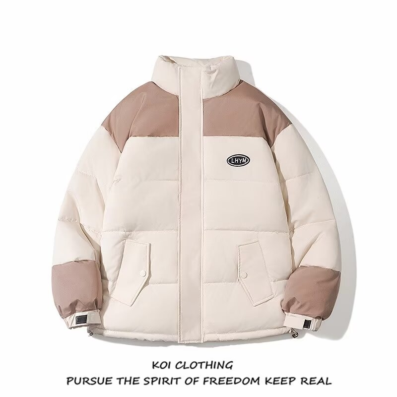 2024秋冬加厚保暖学生潮男美式复古立领棉服情侣棉衣冬季外套上衣