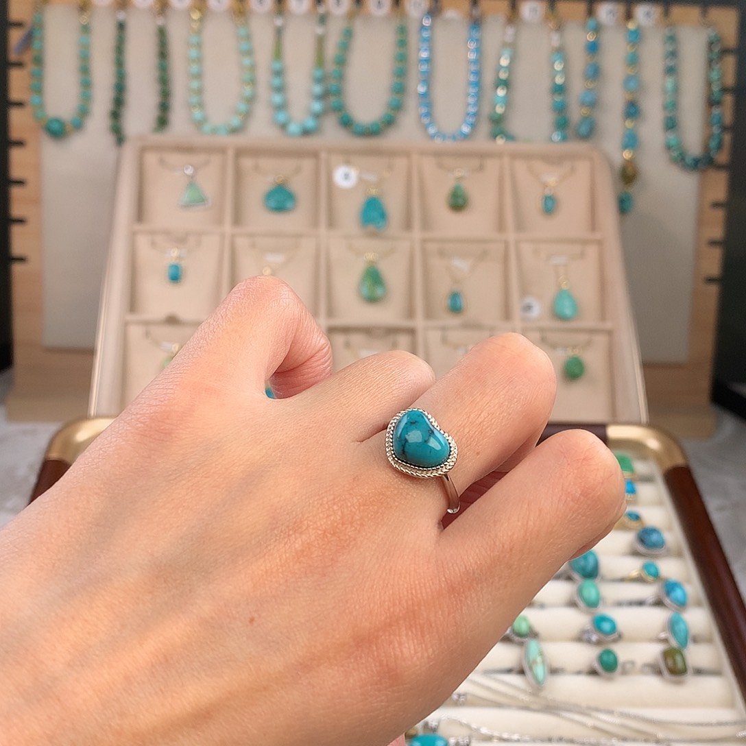 绿松石银S925镶嵌戒指