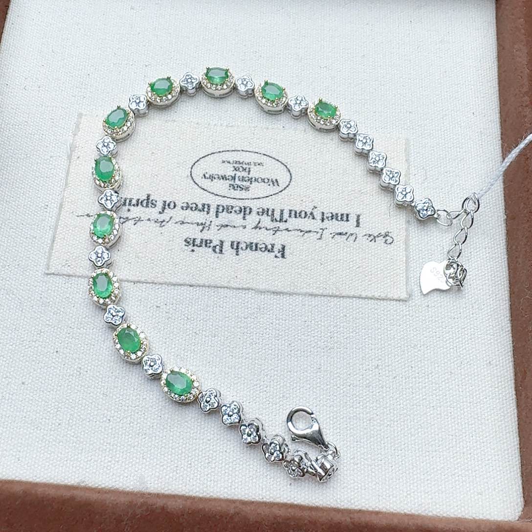 祖母绿手链银S925镶嵌