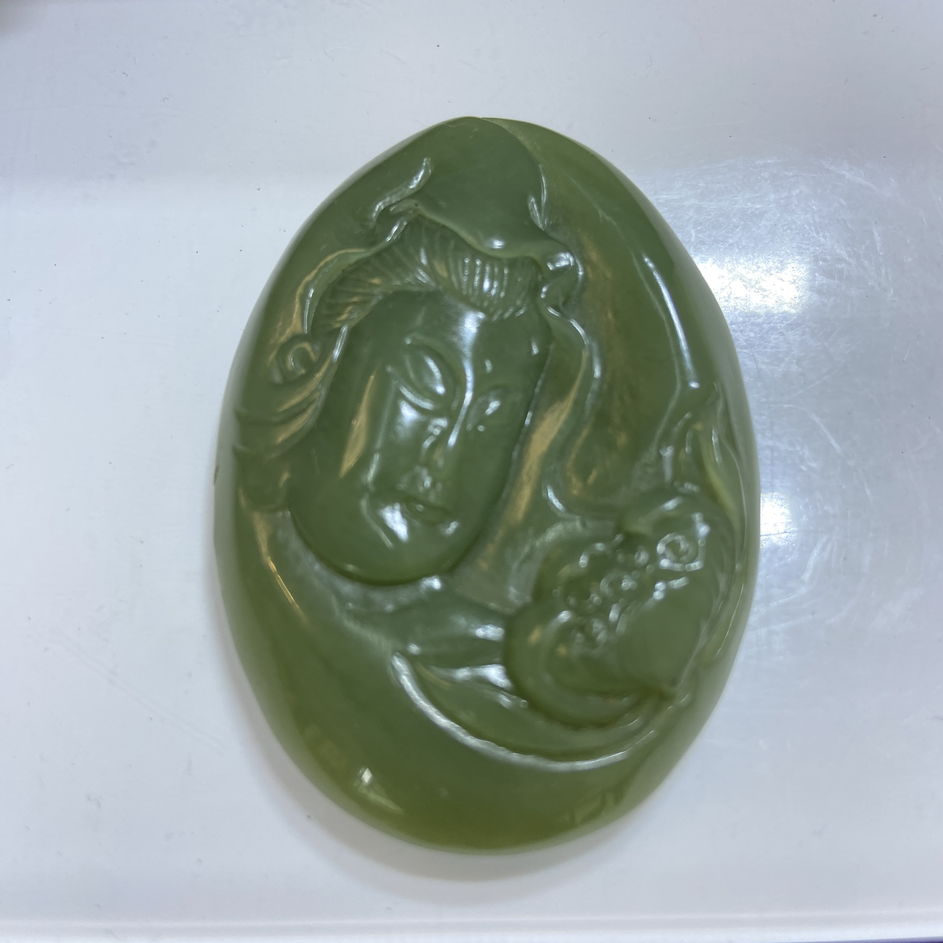 析木绿观音吊坠手工精雕仿古时尚粉青巧雕菠菜绿